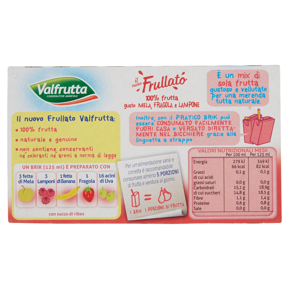 Frullato 100% Frutti Rossi Valfrutta 3 Da Ml.125 Cad. - Foto 3