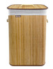 Porta Biancheria In Bambu' Con Sacca In Tessuto E Coperchio