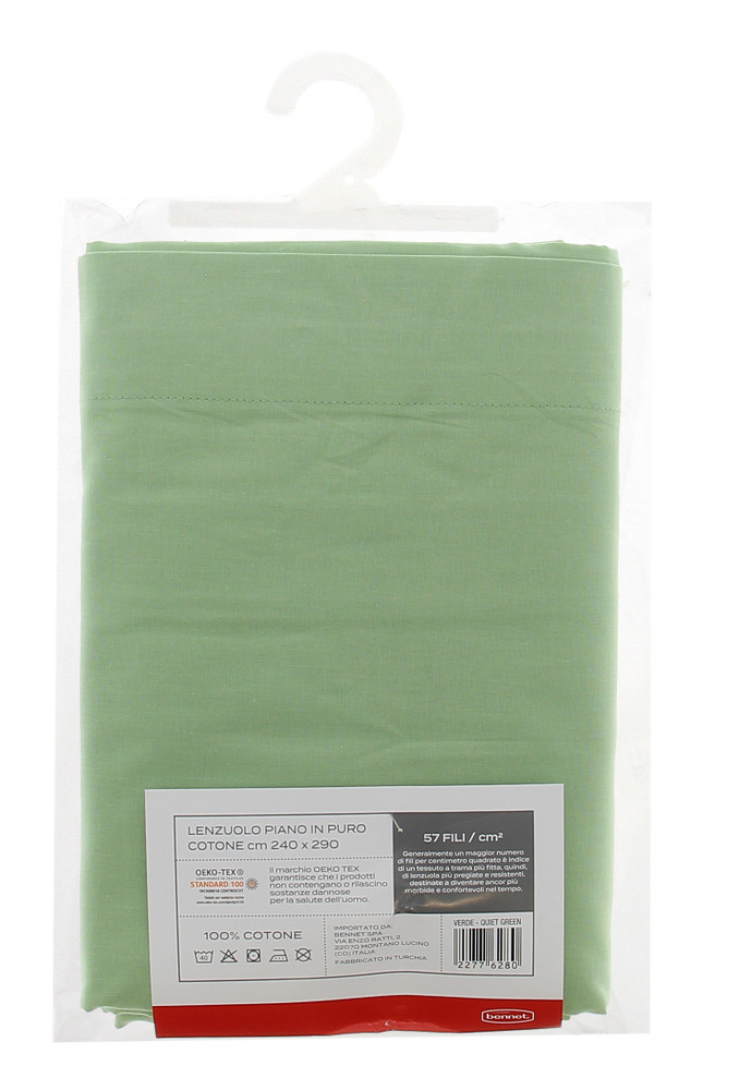Lenzuolo Piano Tinta Unita 2 Piazze Cm 240x290 Verde Casa - Foto 2