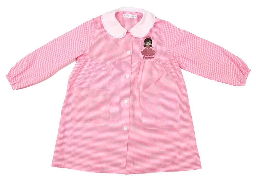 Grembiule Asilo Bambina 3 Anni Vichy Rosa Ricamo Principessa - Foto 1