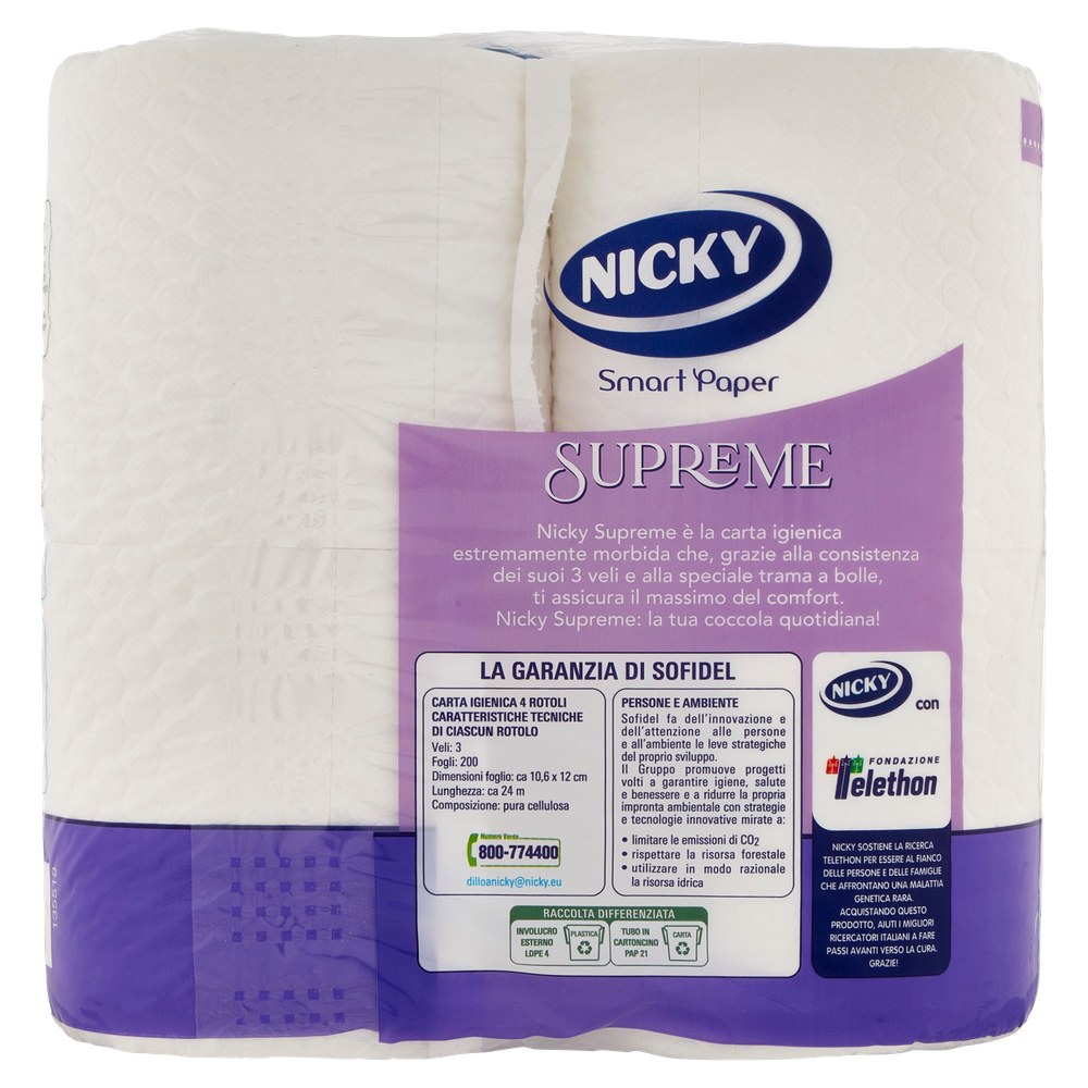 Carta Igienica Supreme Nicky 3 Veli, 4 Rotoli - Foto 3