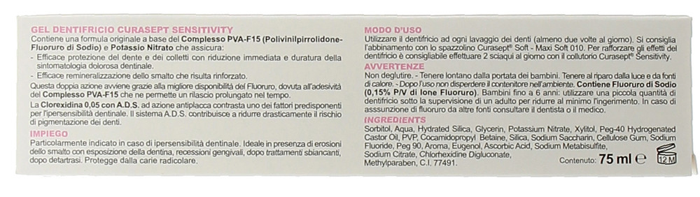 Dentifricio Denti Sensibili Sensitivity Curasept
