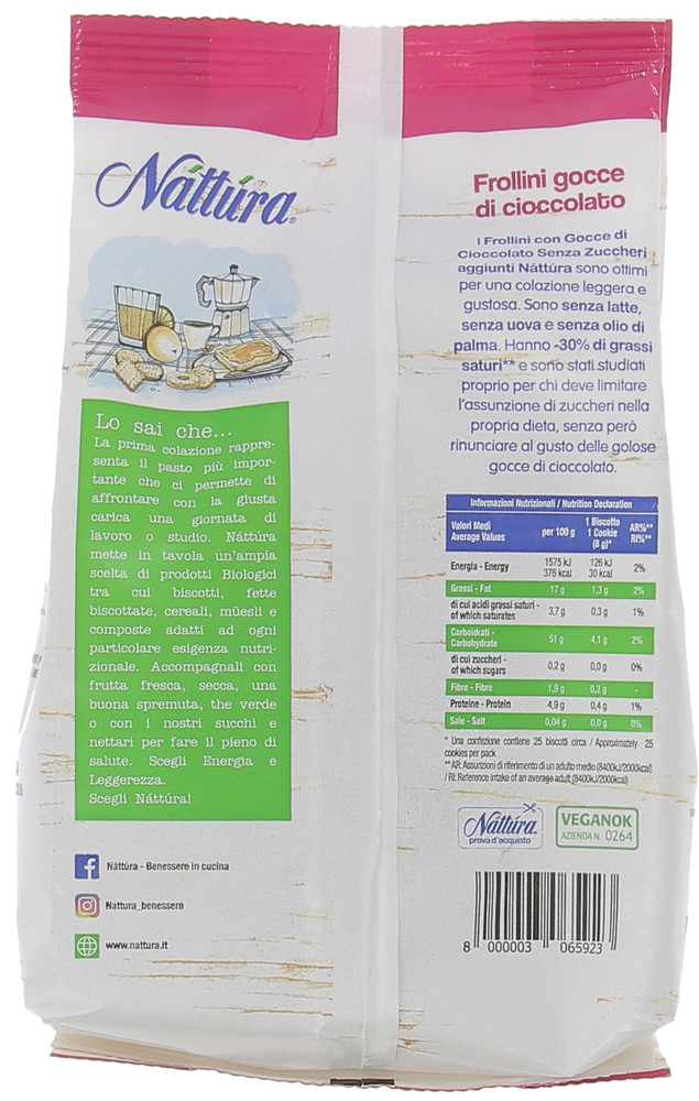 Frollini Gocce Cioccolato Senza Zuccheri Aggiunti Nattura - Foto 2