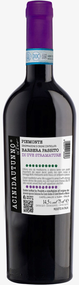 Barbera Doc Passito Da Uve Stramature Acinidautunno Piemonte - Foto 2