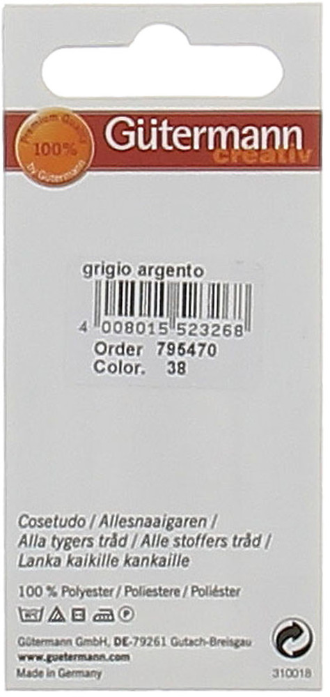 Filo Per Cucire Colore 38 Grigio Argento Mt.100 Gutermann - Foto 2