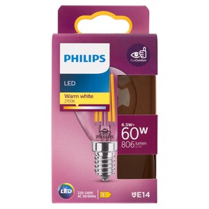 Lampadina Led Filamento Sfera 60w Attacco E14 Luce Calda Philips - Foto 1