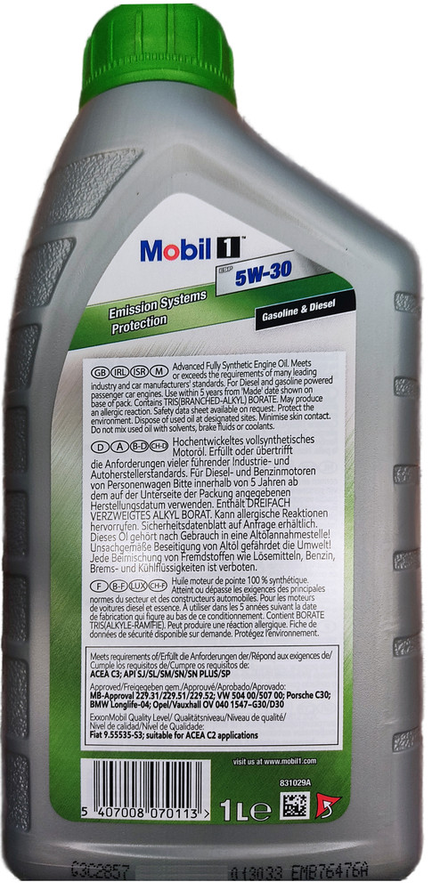 Olio Lubrificante Per Auto 5w30 1l Mobil 1 Esp Form - Foto 2