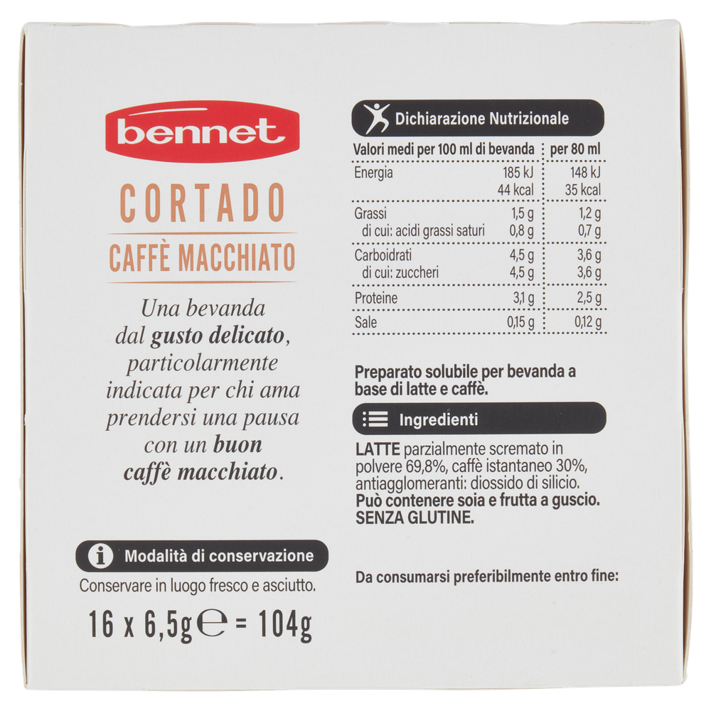 Bennet Caffe' Macchiato Caps Compatibili Dolce Gusto Da 16 Capsule