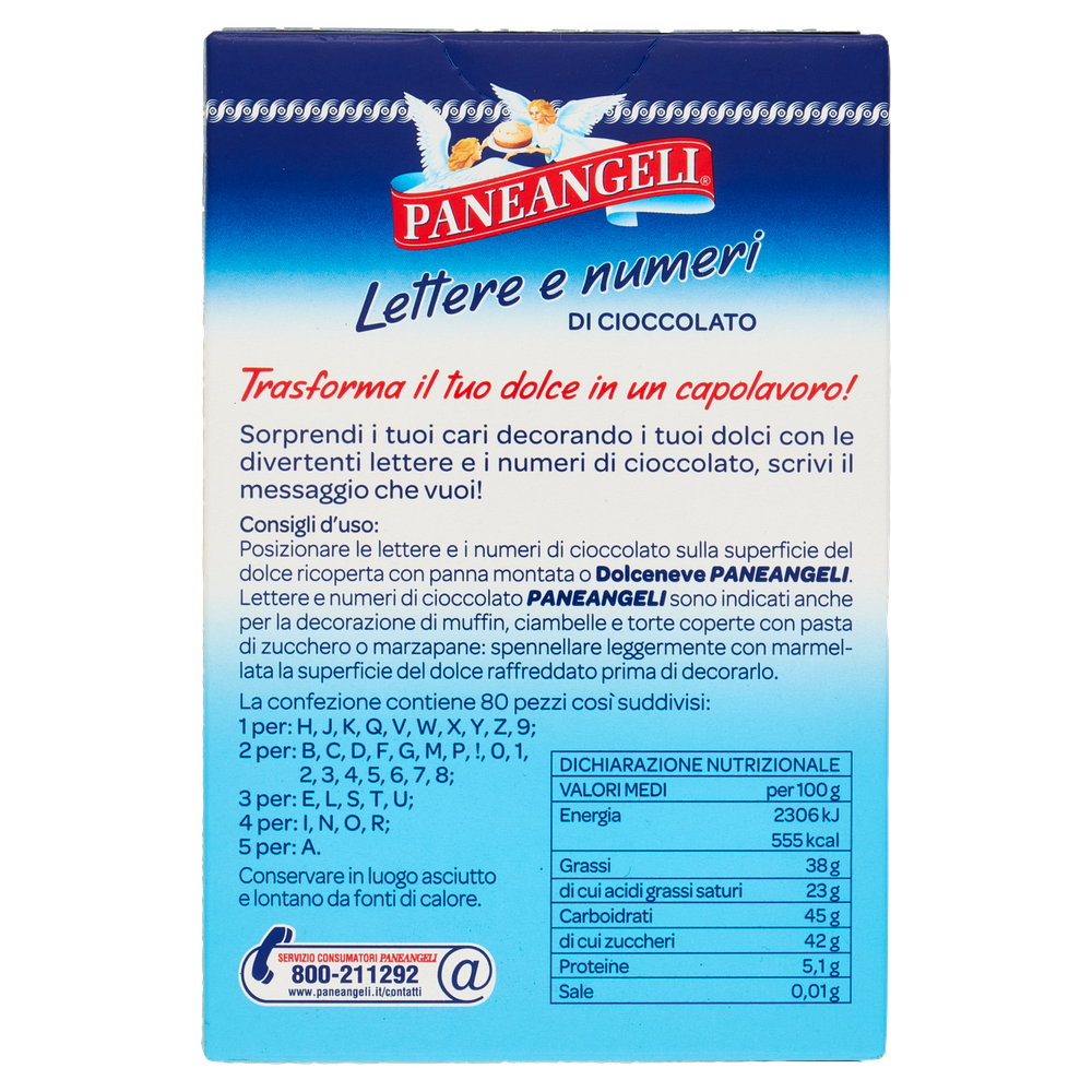 Lettere Di Cioccolato Senza Glutine Per Torte 80x0,75g Paneangeli - Foto 3