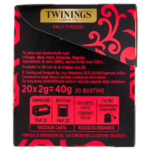Tè Nero Ai Drutti Rossi Fragola Ciliegia Ribes Lampone 20x2g Twinings - Foto 2