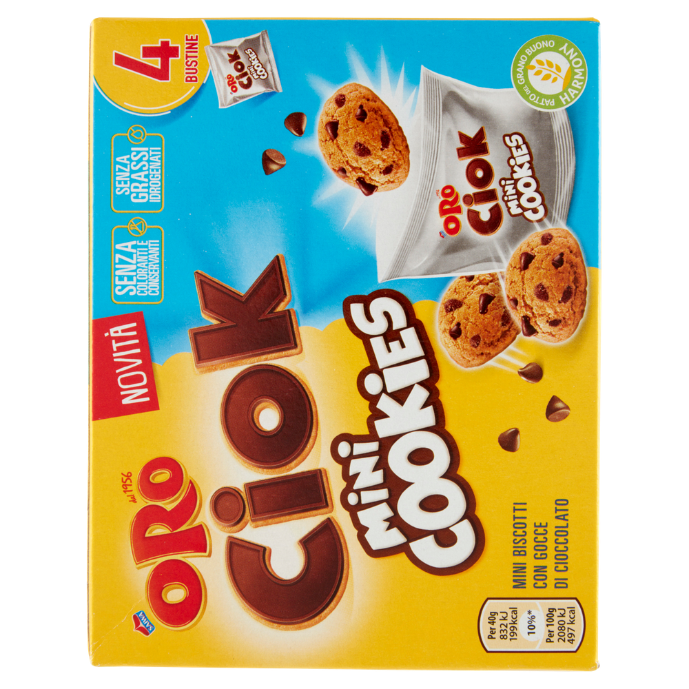 Mini Biscotti Oro Ciok Con Gocce Di Cioccolato 4x40g Oro Saiwa - Foto 3