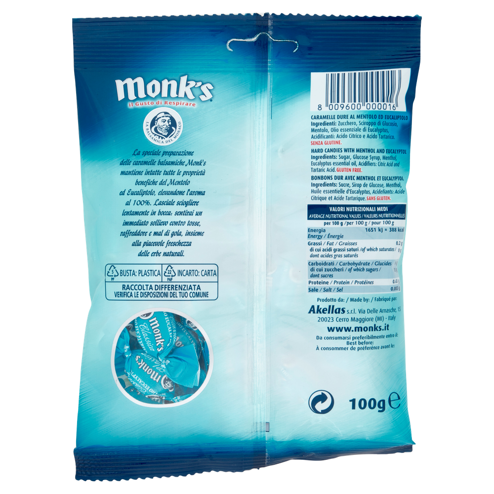 Caramelle Balsamiche Classiche Mentho Eucalyptus Senza Zucchero Monk's - Foto 3