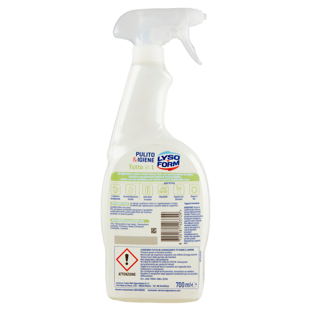 Detergente Multisuperficie Tuttoin1 Spray The Verde E Limone Lysoform - Foto 3