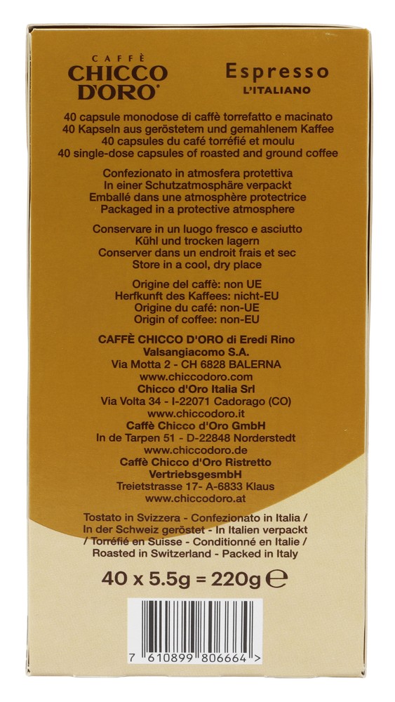 40 Capsule Caffe' Espresso L'italiano Chicco D'oro Nespresso - Foto 3