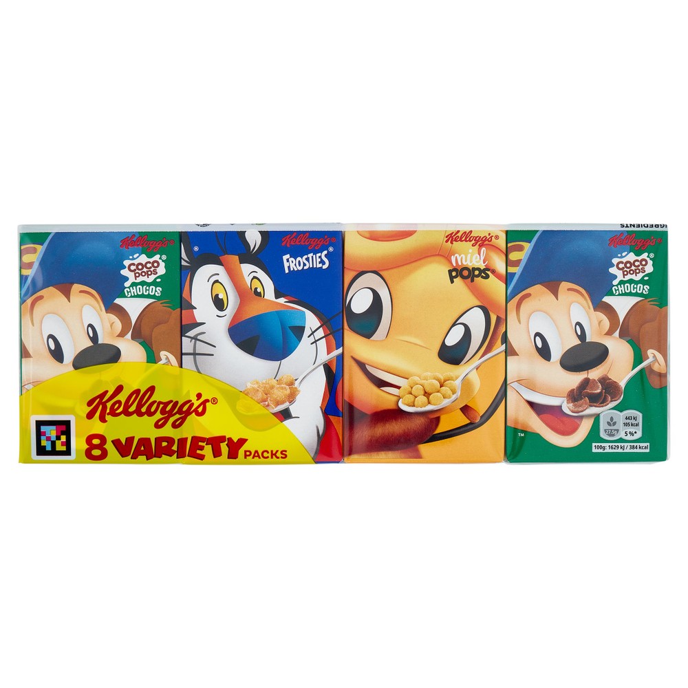 Cereali Variety Pack Frosties, Miel Pops, Coco Pops 8x25g Kellog's - Foto 1