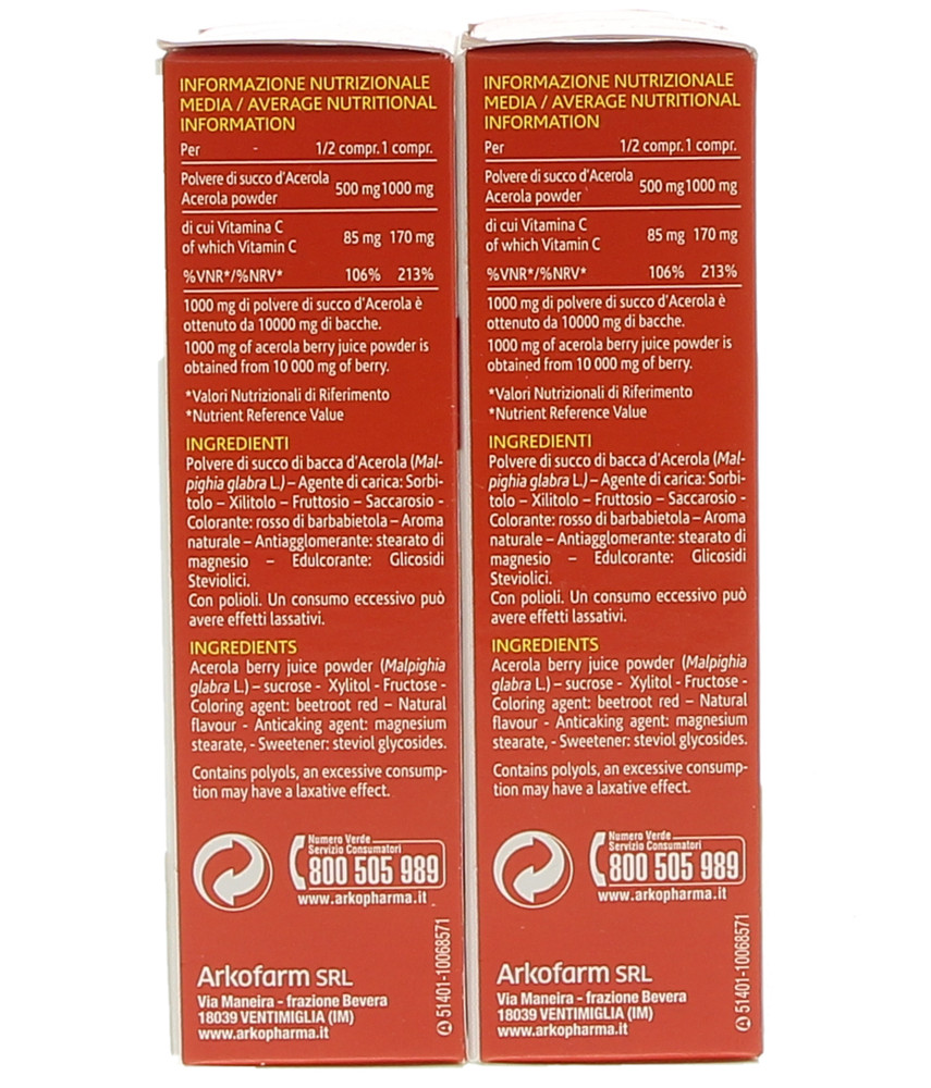 Arkopharma Acerola 1000 Vitamina C Compresse Masticabili