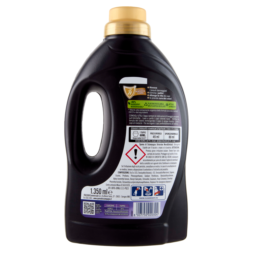 Detersivo Liquido Per Lavatrice Nero E Delicati Spuma Di Sciampagna - Foto 3