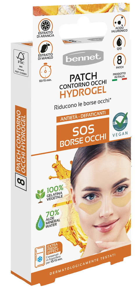 Patch Borse Occhi Hydrogel Depuff Mango Arancia Bennet - Foto 1
