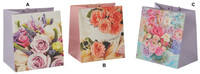 Shopper Carta Plastificata Assortimento Rose Con Maniglia Cm.45x41x25