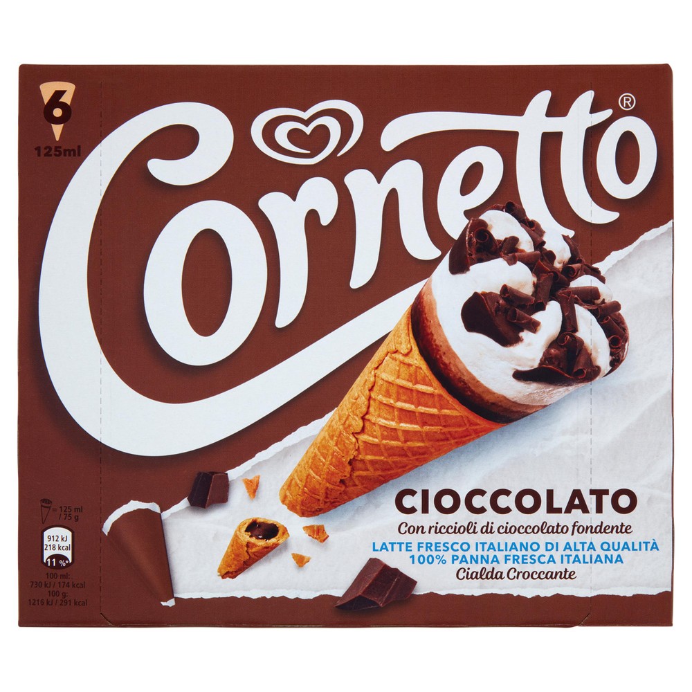 Gelato Cornetto Cioccolato Algida 6x75g - Foto 1