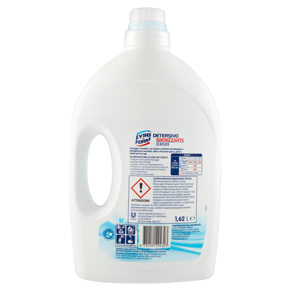 Detersivo Liquido Igienizzante Per Lavatrice Lysoform 36 Lavaggi
