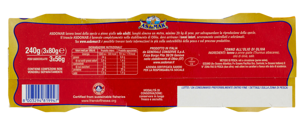 Tonno Trancio Olio D'oliva 3x80g 2+1 Asdomar - Foto 3