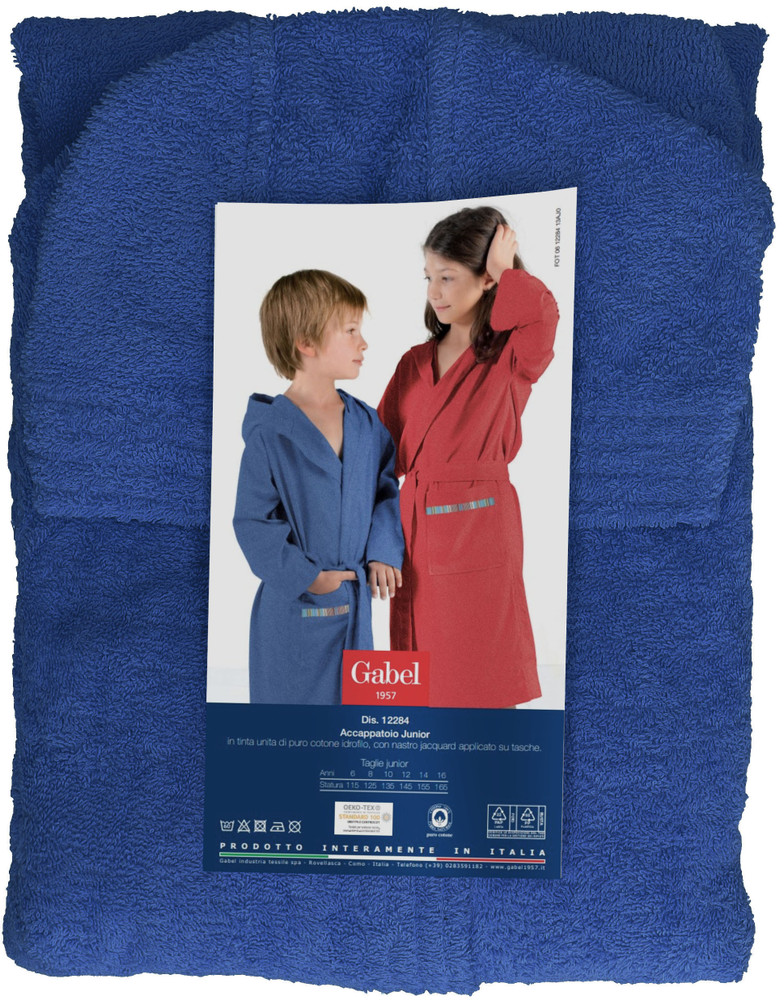 Accappatoio Bimbo Bimba Con Cappuccio 16 Anni Azzurro Medio Gabel