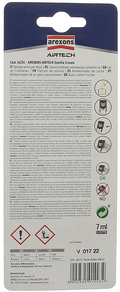 Profumatore Per Auto Airtech Liquido Vaniglia Arexons - Foto 2