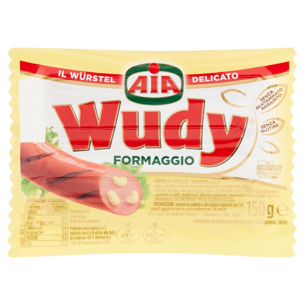 3 Wurstel Al Formaggio Wudy Aia