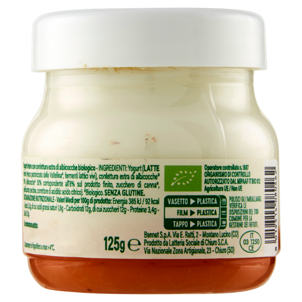 Yogurt Intero Con Confettura Extra Di Albicocche Bennet Bio - Foto 3