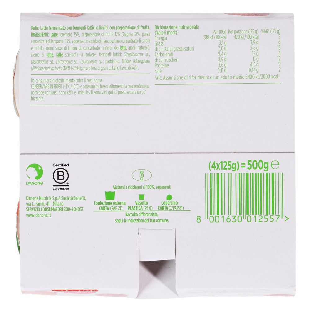 Activia Kefir Fragola E Lampone, Probiotico Bifidus 4x125g - Foto 3