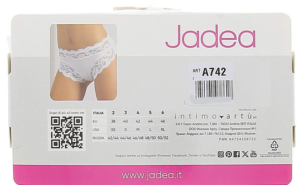 Slip Donna Con Pizzo Taglia 4 Bianco Jadea - Foto 3