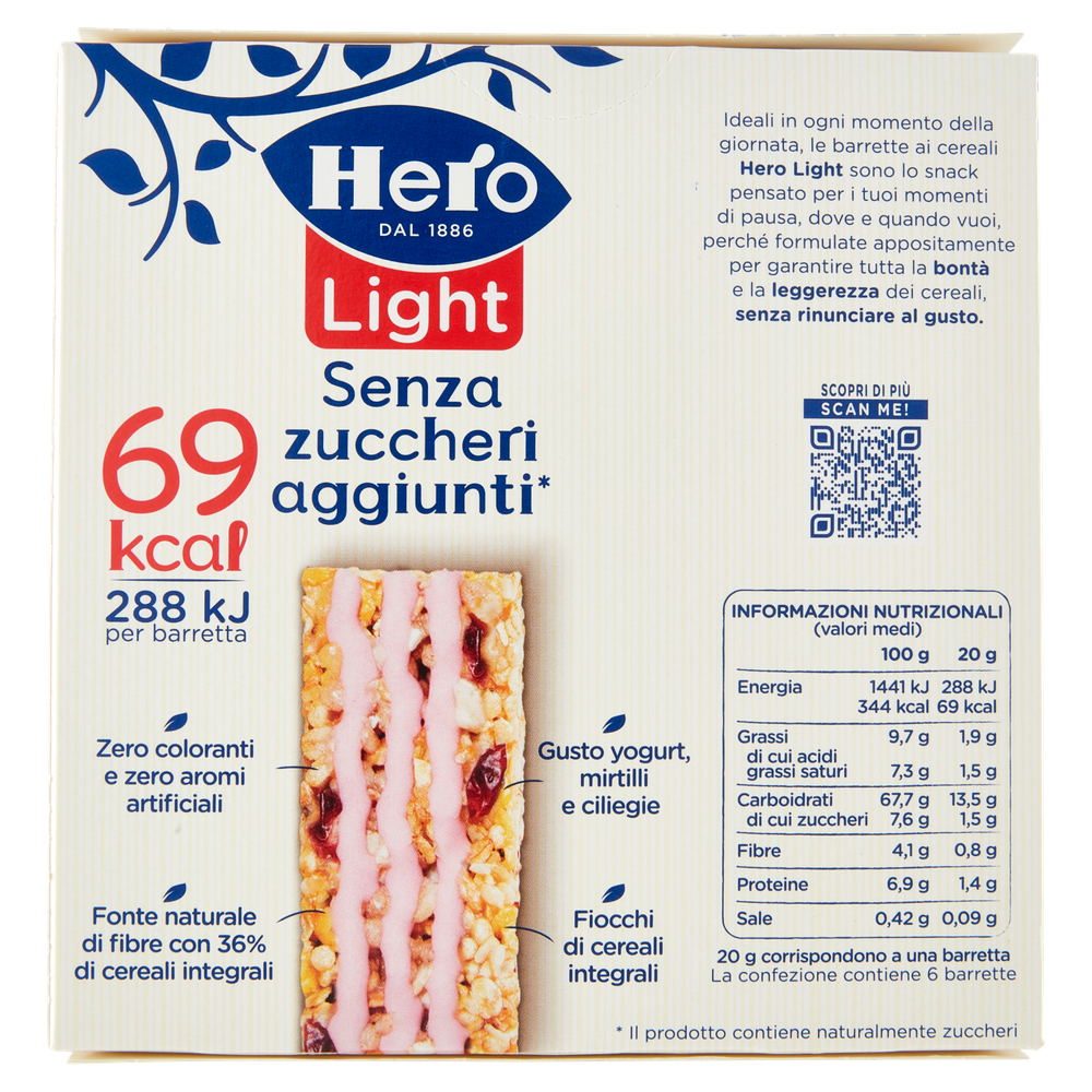 Barrette Cereali Allo Yogurt E Frutti Rossi Senza Zuccheri 6x20g Hero - Foto 3