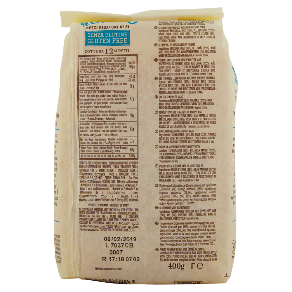 Mezzi Rigatoni 51 Rummo Gluten Free - Foto 3