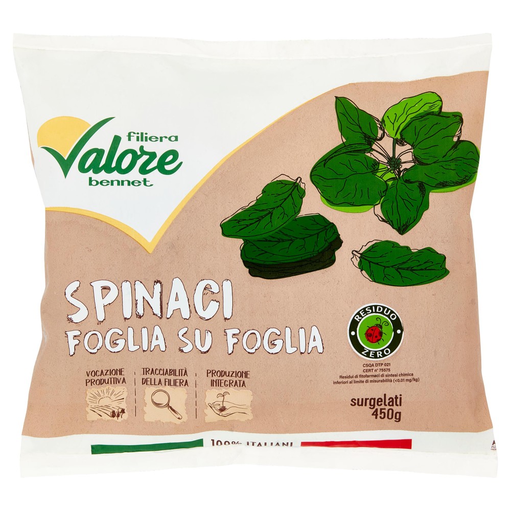 Spinaci Foglia Surgelati Residuo Zero Filiera Valore Bennet - Foto 1