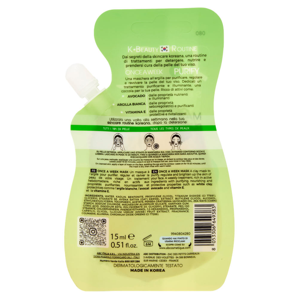 Maschera Purificante Once A Week Purify Argilla / Avocado 15 Ml Hq - Foto 3