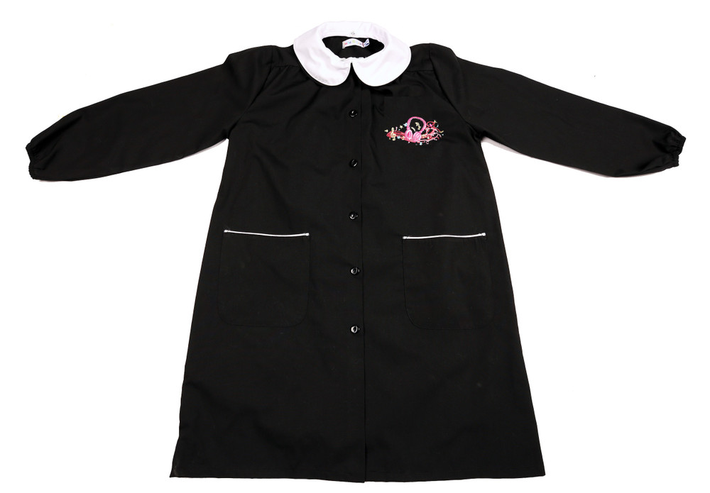 Grembiule Scuola Bambina 9 Anni Nero Ricamo Cuffie - Foto 1