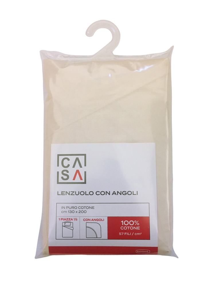 Lenzuolo Angoli Tinta Unita 1piazza 1/2 Cm130x200 Avorio Casa - Foto 1