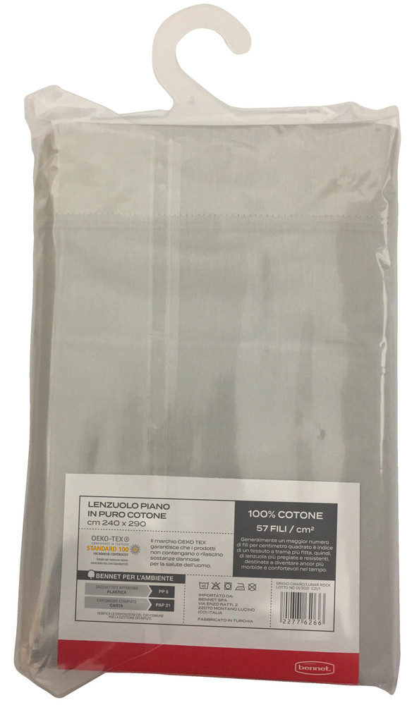 Lenzuolo Piano Tinta Unita 2 Piazze Cm240x290 Grigio Chiaro Casa - Foto 2