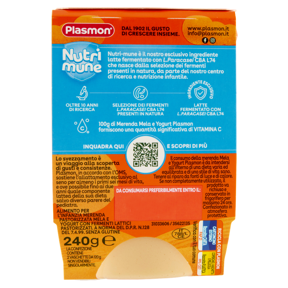 Merenda Mela E Yogurt Nutrimune Plasmon - Foto 3