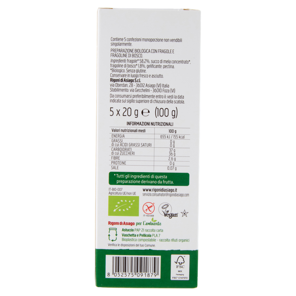 Confettura Fiordifrutta Alle Fragole Bio 5x20g Rigoni Di Asiago - Foto 3