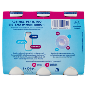 Yogurt Da Bere Ricco Di Vitamine Bianco Zero Grassi 6x100ml Actimel - Foto 3