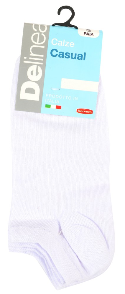 3 Calze Invisibili Uomo 43/46 Bianco Maglia Liscia Delinea - Foto 1