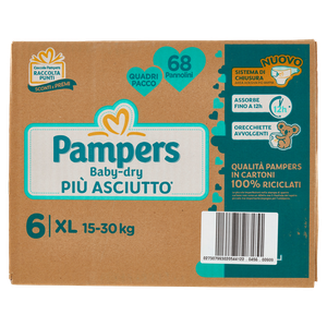 Pannolini Pampers Baby Dry Quadripack, Taglia 6 XL (15-30 Kg) Pampers