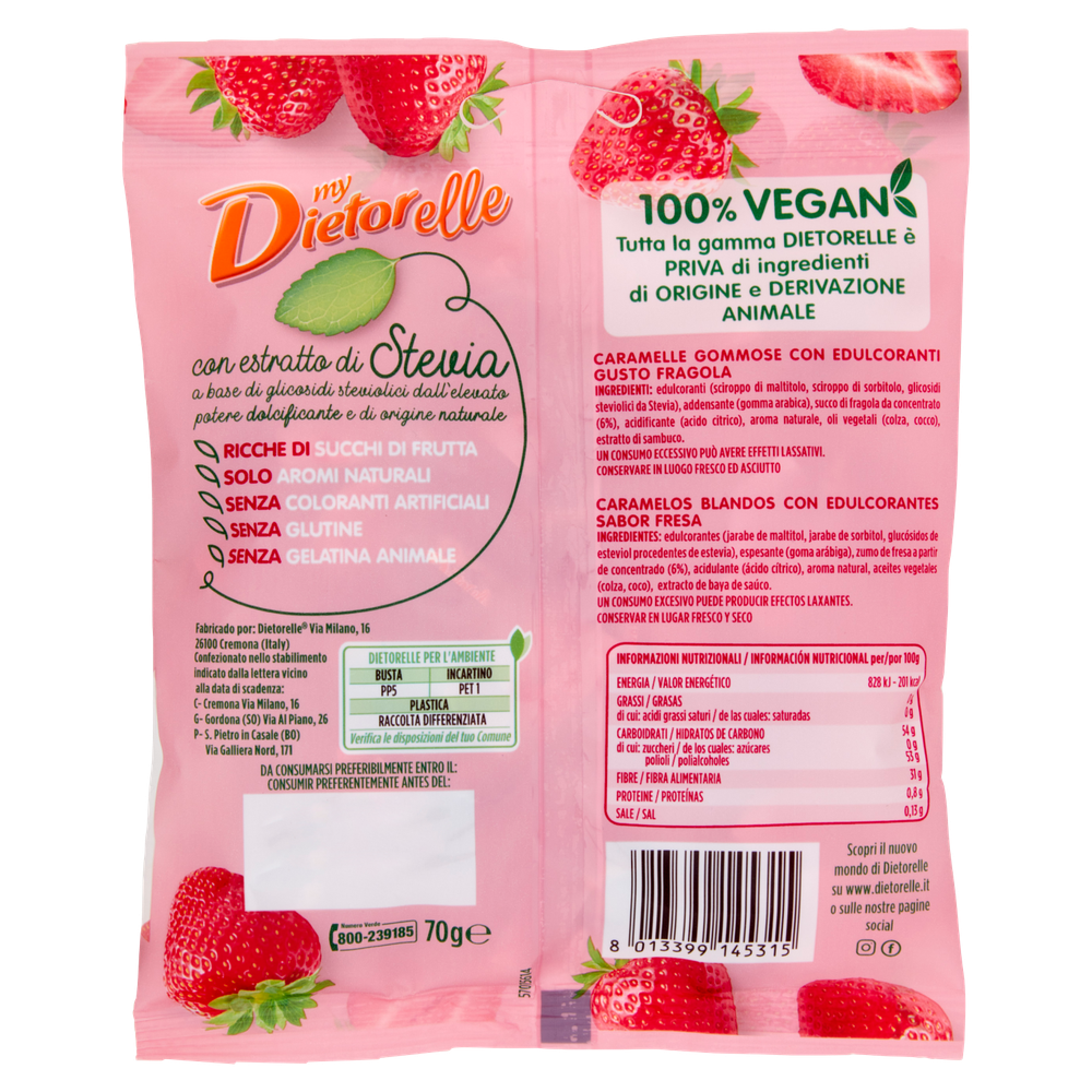 Caramelle Gommose Gusto Fragola Senza Zucchero Dietorelle - Foto 3