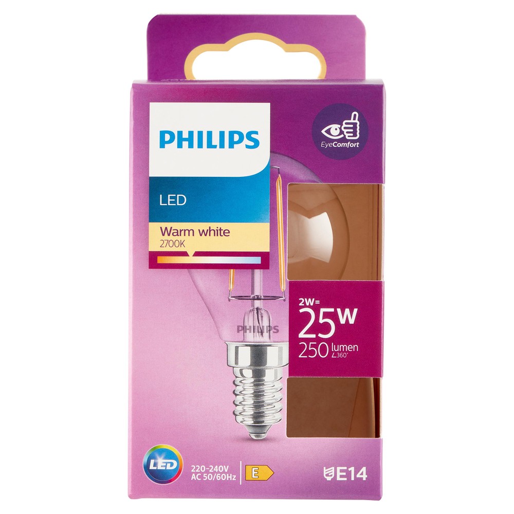 Lampada Led Filamento Sfera 25w Attacco E14 Luce Calda Philips