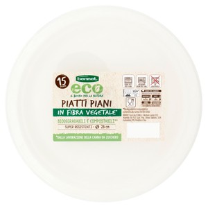 15 Piatti Piani In Polpa Di Cellulosa Diametro Cm 23 Bennet Eco - Foto 1