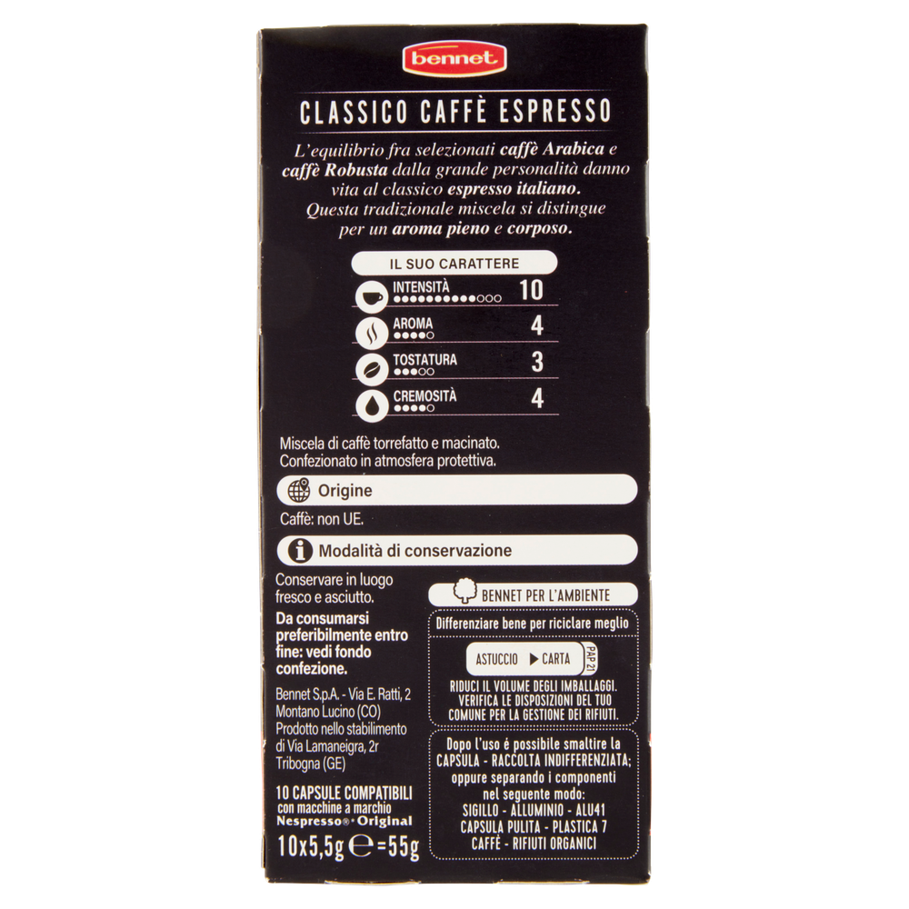 Caffè Espresso Classico In Capsule Compatibili Nespresso10pz Bennet - Foto 3