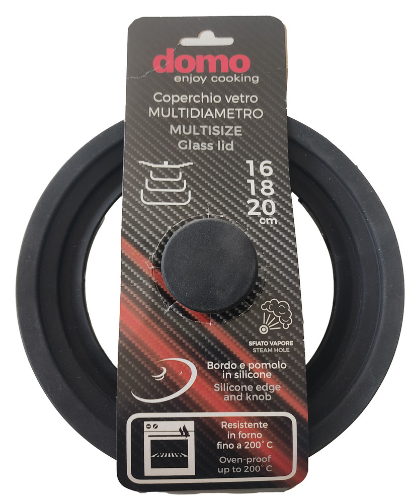 Coperchio In Vetro Con Bordo In Silicone Cm 16-18-20 Domo - Foto 2