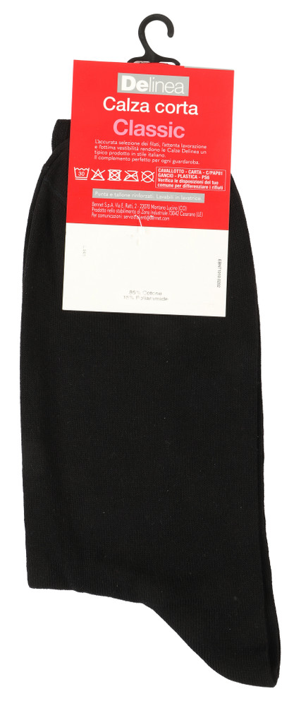 Calze Corte Uomo 44/46 Nero Maglia Liscia Delinea - Foto 2